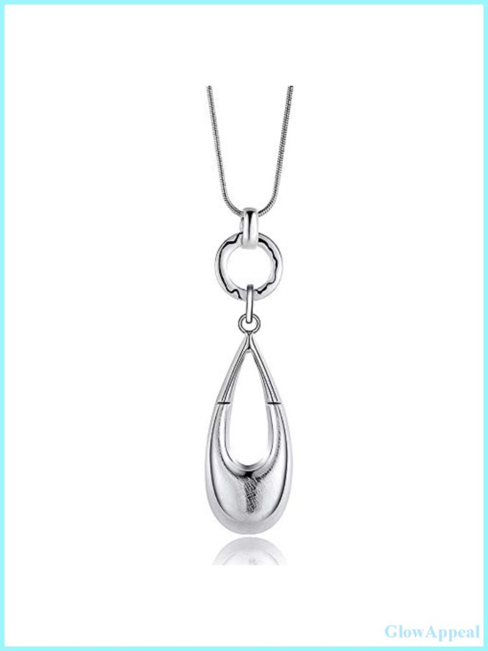 Waterdrop Pendant Layered Y Necklace Silver Plated Long Statement Bohemian Chain